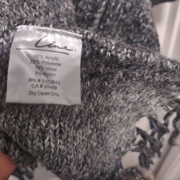 LIne Wool Blend Poncho Open Cardigan With Tassles Sweater Coat - Picture 9 of 10